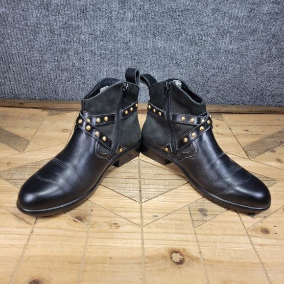 Naot Taku Ankle Boots Women's 8 - 8.5 Black Leather Comfort Studded Buckle Strap - Picture 4 of 9